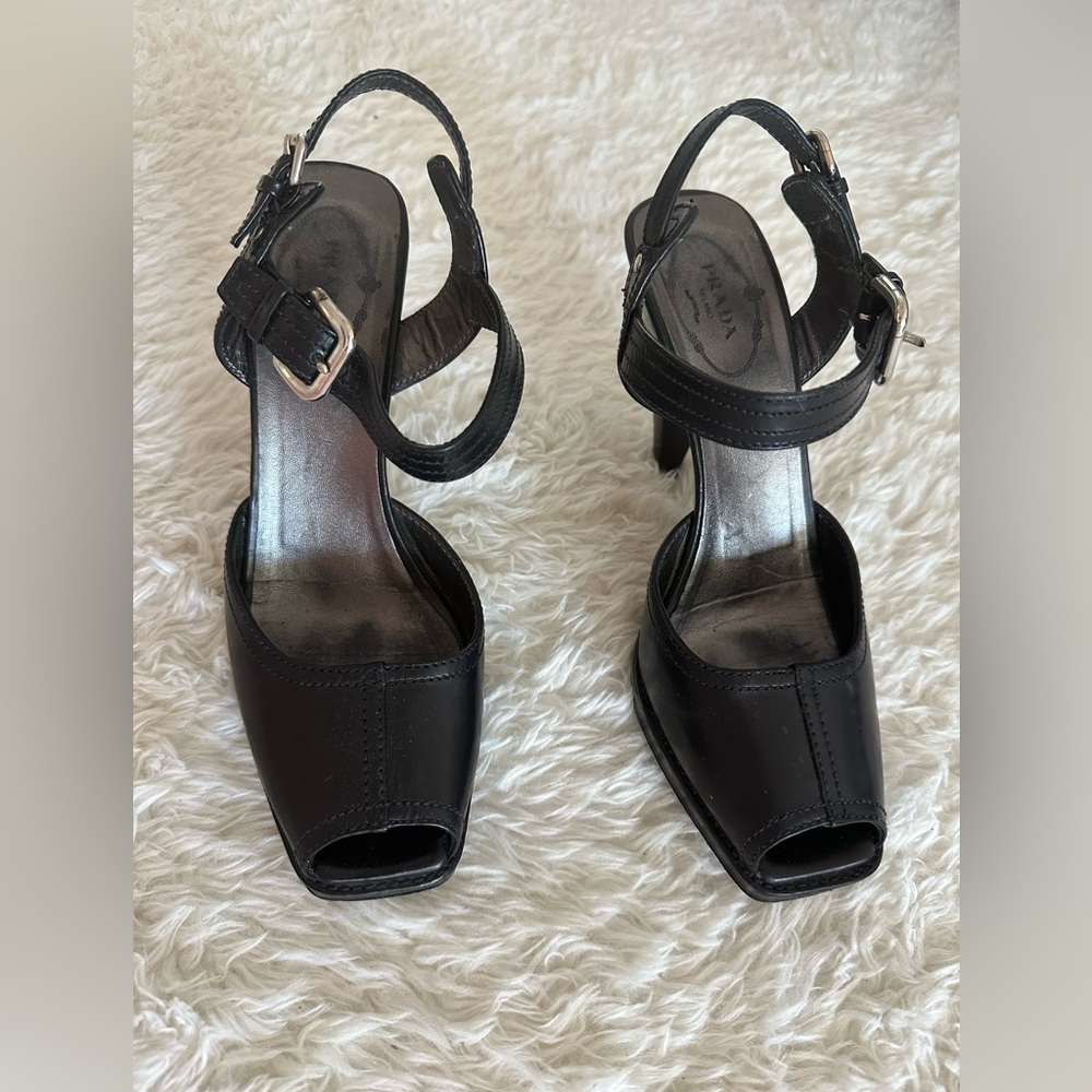 Prada Black Open-Toe Heels
